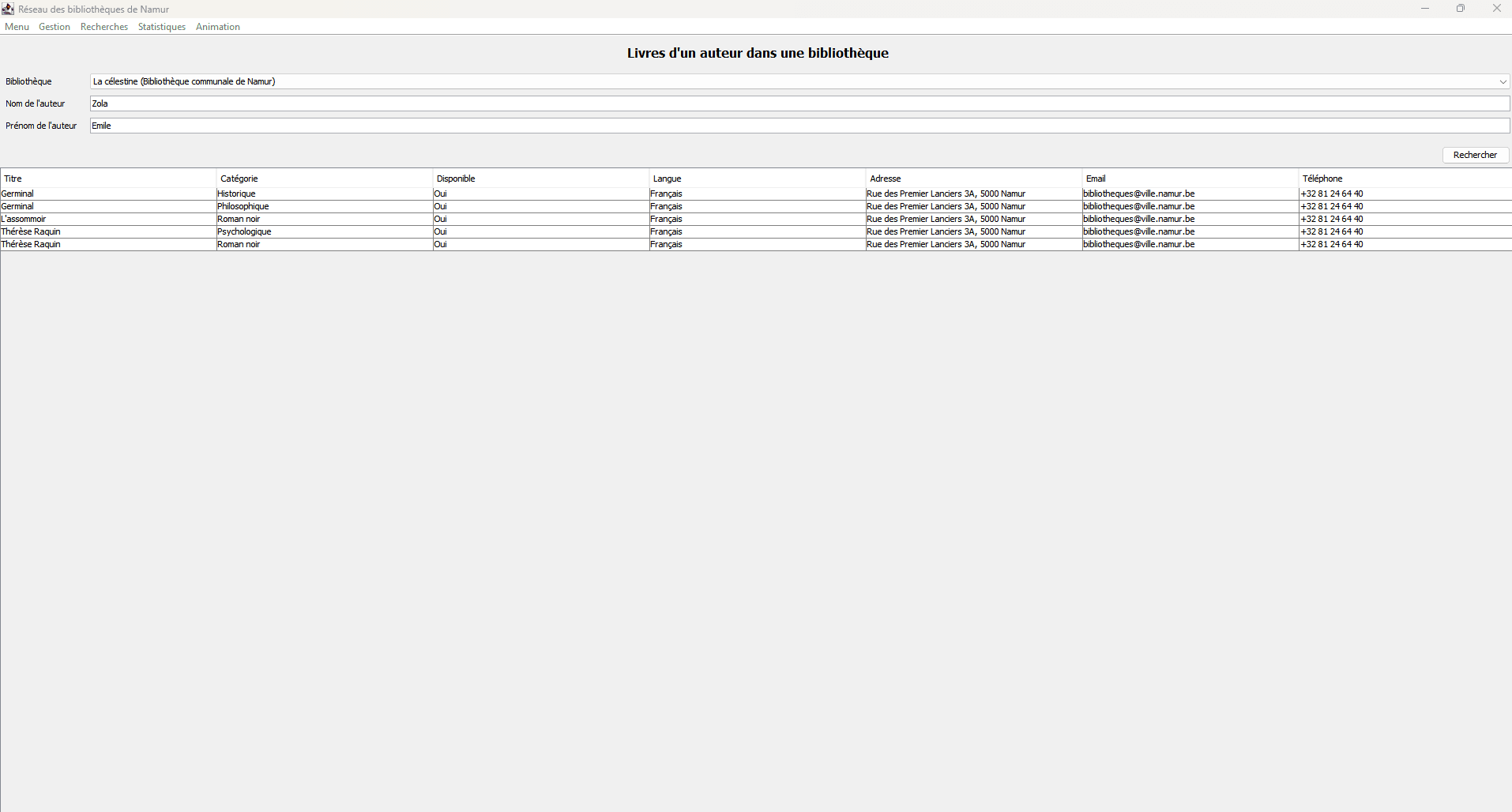 Searching an author's books in a library